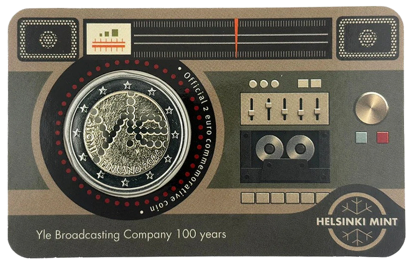 Otra imagen de 2 euros conmemorativa 100 años de radiodifusión finlandesa (Yleisradio)